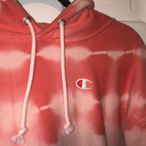 Pink tie-dyed champion hoodie - Picture 3 of 4